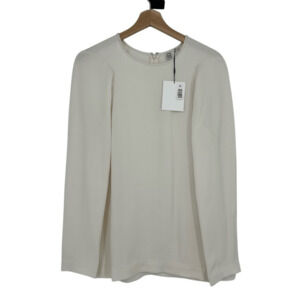 TOTEME Slouched Shoulder Top Sz 34 Off White Minimalist Capsule Wardrobe Office